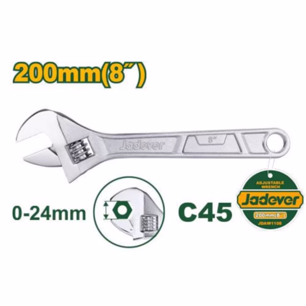 LLAVE FRANCESA - LONGITUD: 200MM (8'') - ABRAZADERA AJUSTABLE: 0 - 24MM(6)/JDAW1108 - Image 2