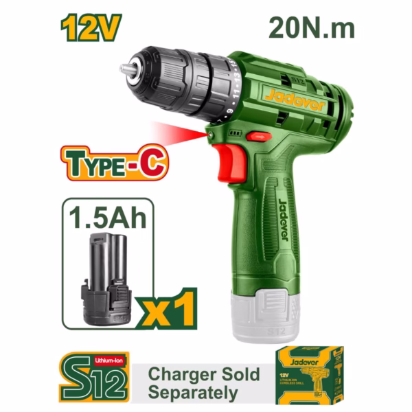 TALADRO INALÁMBRICO 750 RPM - VOLTAJE: 12V - MÁX. PAR: 20NM - PORTABROCAS: 0,8 - 10MM - AJUSTES DE P - Image 2