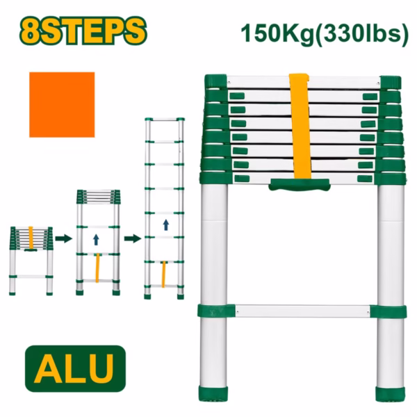 ESCALERA TELESCÓPICA - ESCALONES: 8 - ALUMINIO - ALTURA MÁX. EXTENDIDA: 2600MM - MÁX. CARGA: 150KG(1 - Image 2