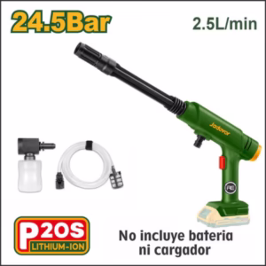 PISTOLA DE HIDROLAVADO INALAMBRICA, TENSION 20V, INCLUYE JUEGO DE PISTOLA, MANGUERA DE ENTRADA DE AG
