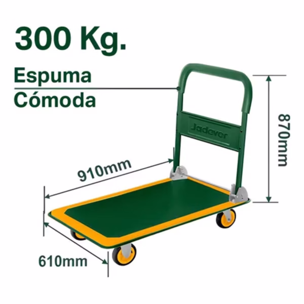 CARRETILLA DE PLATAFORMA PLEGABLE - CAPACIDAD: 300KGS - TAMAÑO EXTENDIDO: 910 X 610 X 870MM(1)/JDWB1 - Image 2