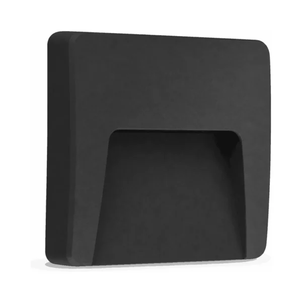 Aplique Exterior Ip65 Cuadrado Unidireccional Negro Pvc 3w Led Macroled(20)/MACROAECN-3W