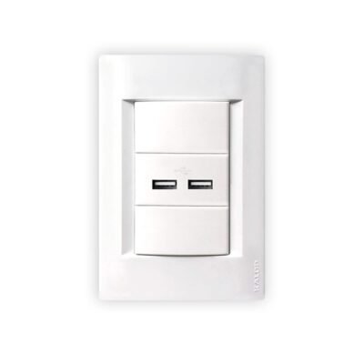 Conjunto Armado 1 Toma Doble USB Blanco Civil Kalop/KS40809