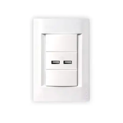 Conjunto Armado 1 Toma Doble USB Blanco Civil Kalop/KS40809