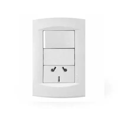 Llave de luz Armada 1 Punto y 1 Toma Binorma Sica Life blanco(15)*/SICA545229