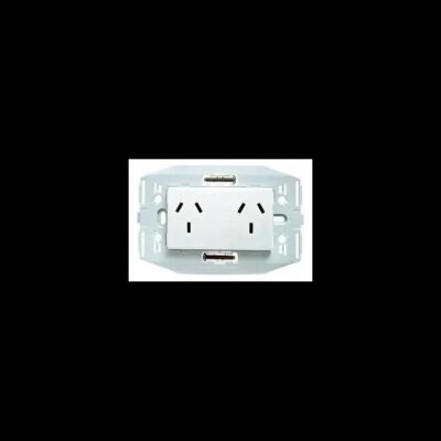 Toma Doble 3 Pernos Con Bastidor Blanco Kalop/KS40251