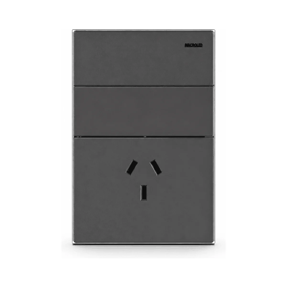 TECLA Y TOMACORRIENTE MILAN GRIS MACROLED, 2 CANAL, AC 250V, 10A MAX. BASTIDOR METALICO(1)/MILAN-1CN
