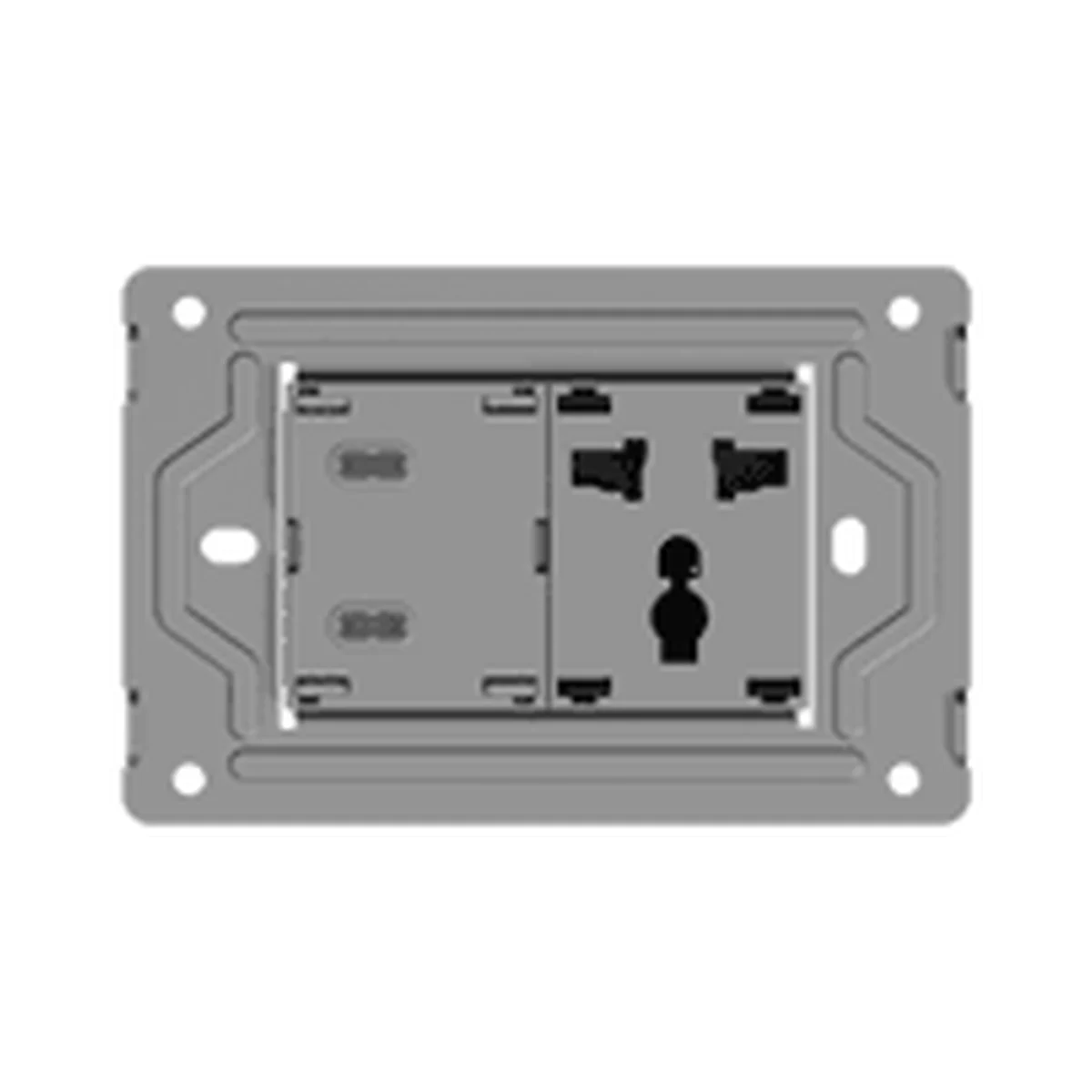 TOMACORRIENTE MULTINORMA CON DOS USB-C MONACO MACROLED, AC 250V, 10A MAX. BASTIDOR METALICO, SIN FRENTE/M-BAST-1TCMN-2USB-C