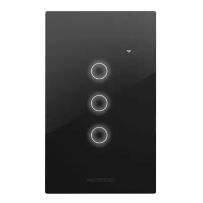 Tecla Roma Smart Negro 3 Canales con capacitor Macroled(1)/MACROROMA-S-3CH-N