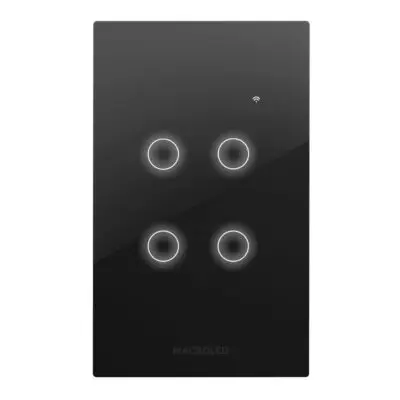 Tecla Roma Smart Negro 4 Canales con capacitor Macroled(1)-Codigo Nuevo-(50)/MACROROMA-S-4CH-N